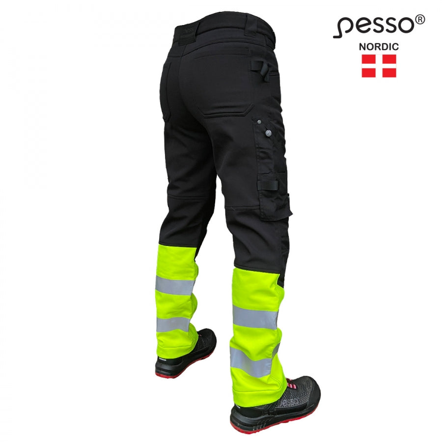 Softshell darbo kelnės PESSO MERCURY_G, juodos su ryškiomis detalėmis