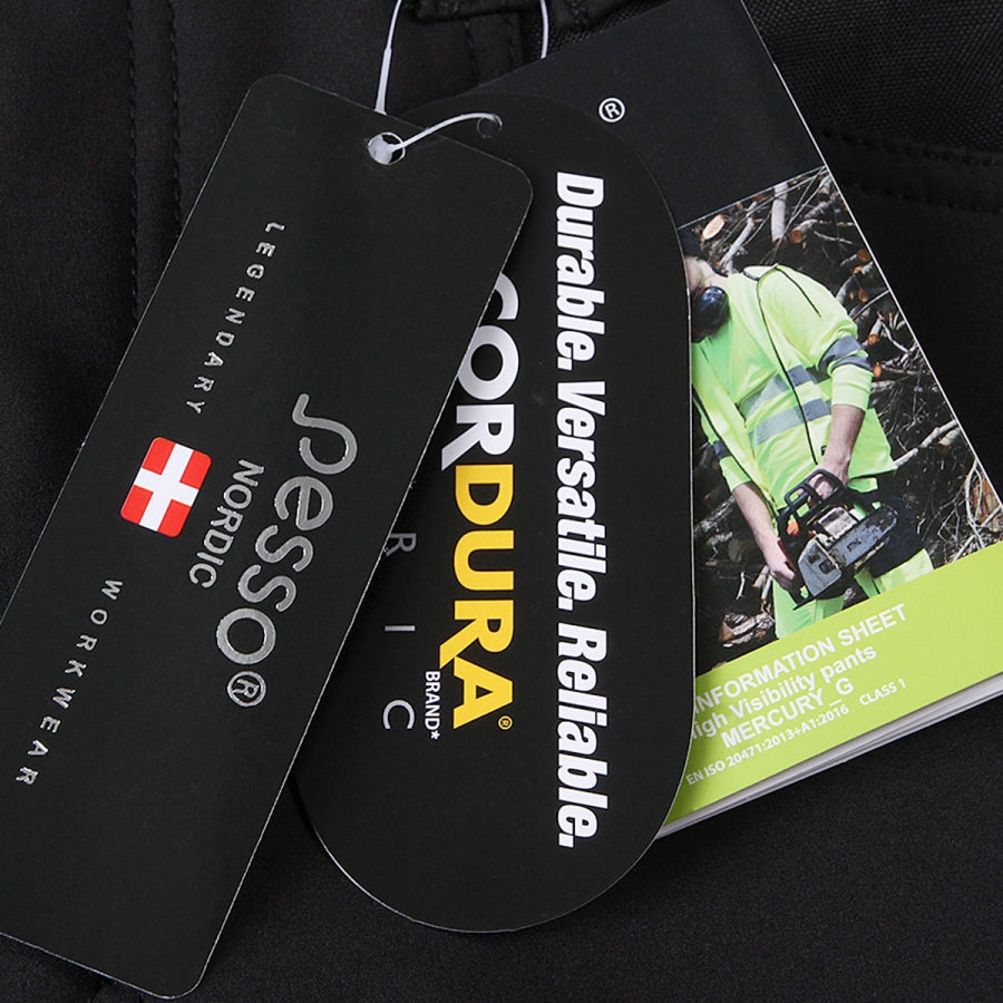 Softshell darbo kelnės PESSO MERCURY_G, juodos su ryškiomis detalėmis