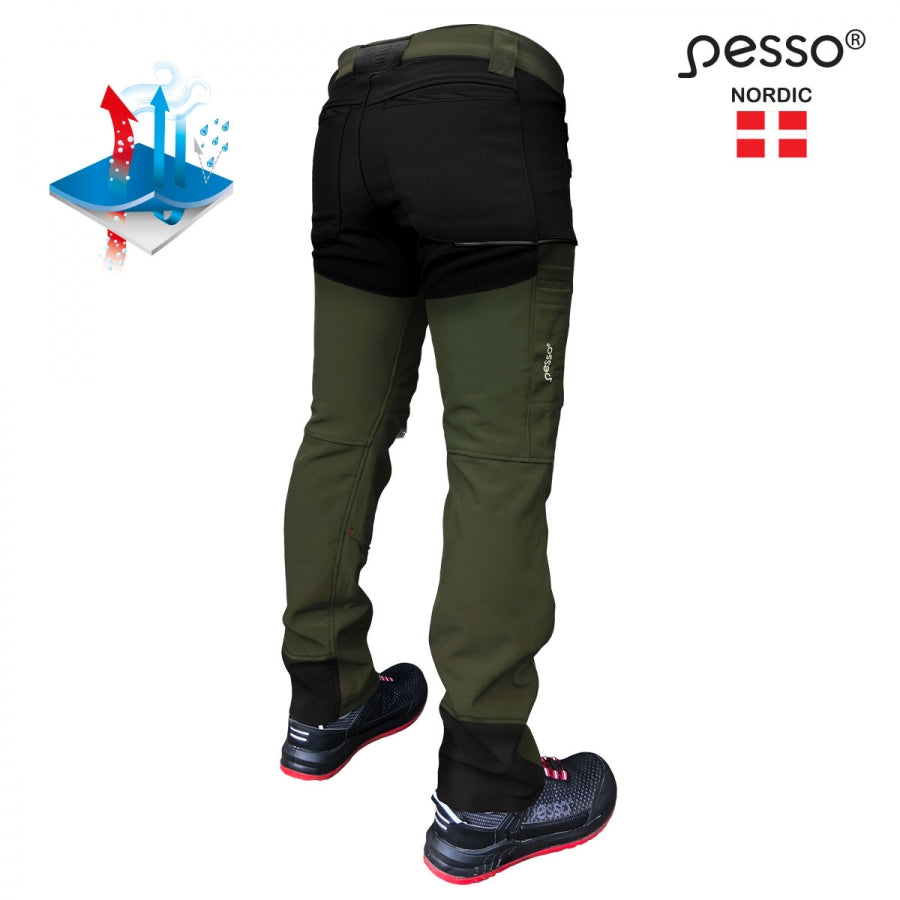 Softshell darbo kelnės PESSO NEBRASKA, žalios
