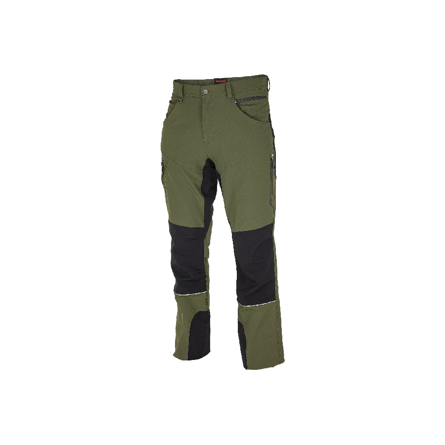 Atstumiančios drėgmę tamprios lauko darbo kelnės.  Unisex stiliaus – kelnės tinka tiek vyrams, tiek moterims. Itin patogios.