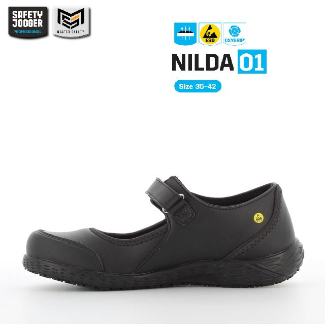 Itin patogūs ir neslystantys moteriški darbo batai NILDA O1 ESD SRC, juodos spalvos
