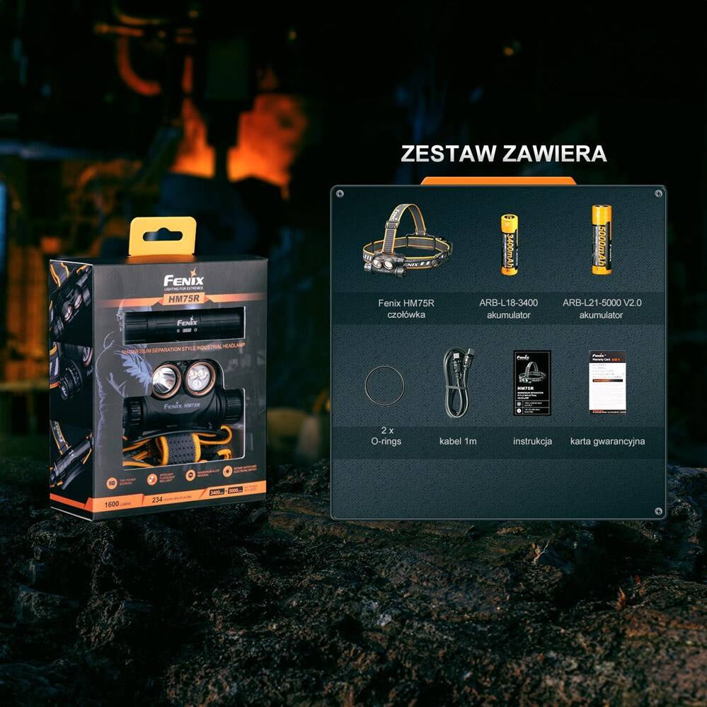 Fenix HM75R Žibintuvėlis Ant Galvos – 1600 lm, USB-C Įkrovimas, IP68