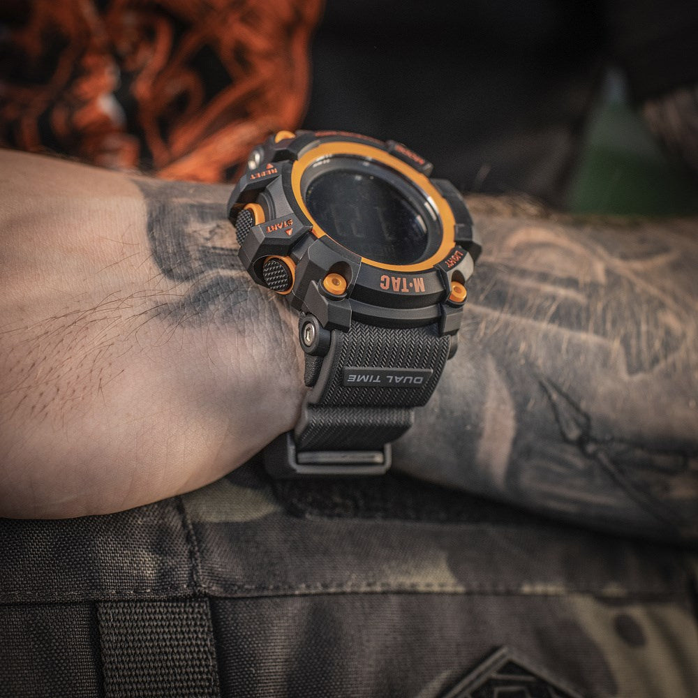 Elektroninis taktinis laikrodis M-Tac Adventure, juodos-oranžinės spalvos