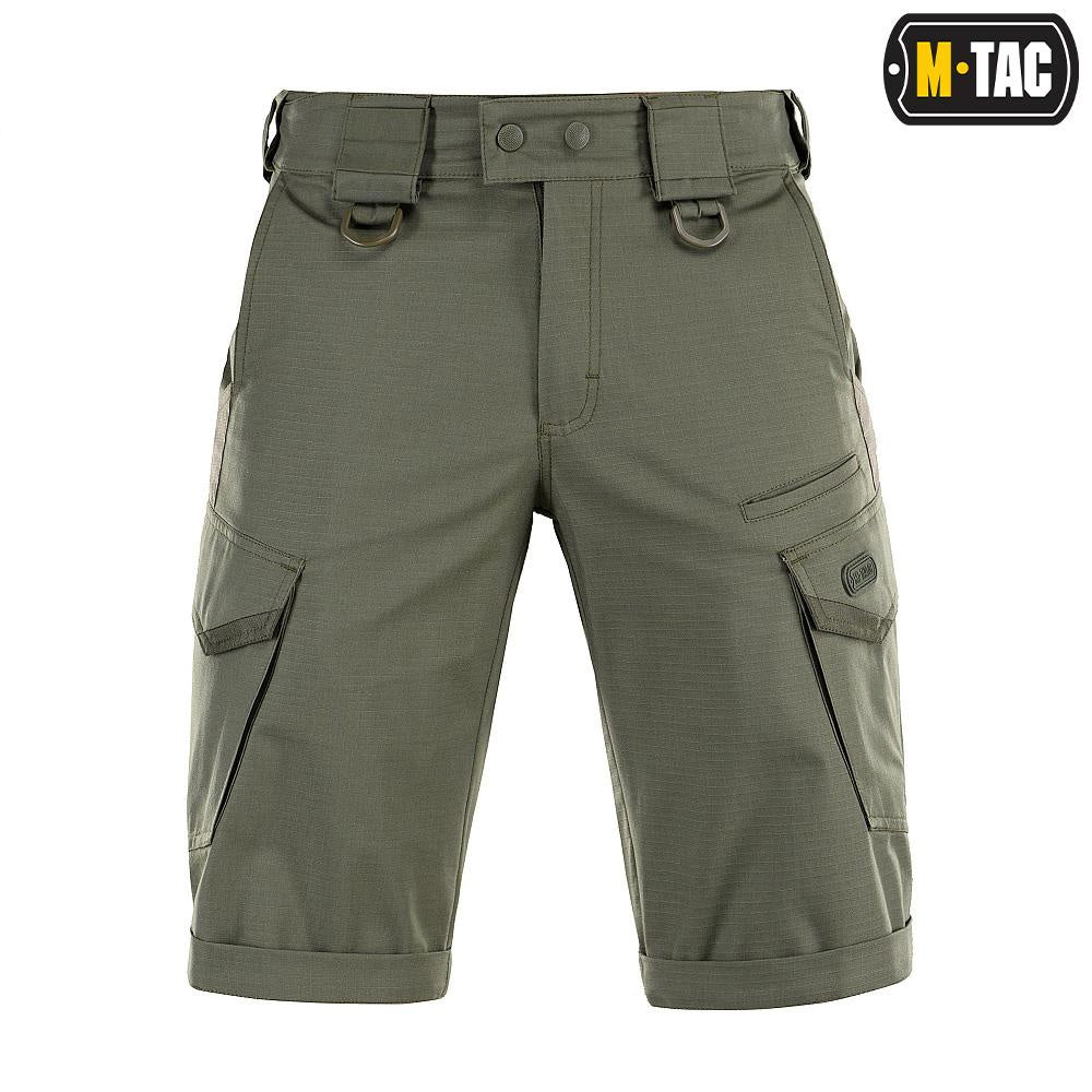 Universalūs, tvirti ir funkcionalūs šortai M-Tac Aggressor 2 Flex, Spalva Dark Olive