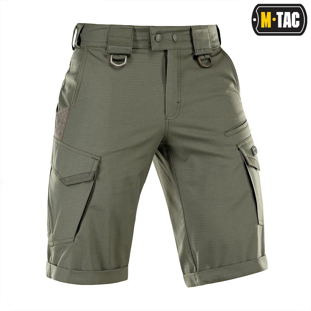 Universalūs, tvirti ir funkcionalūs šortai M-Tac Aggressor 2 Flex, Spalva Dark Olive