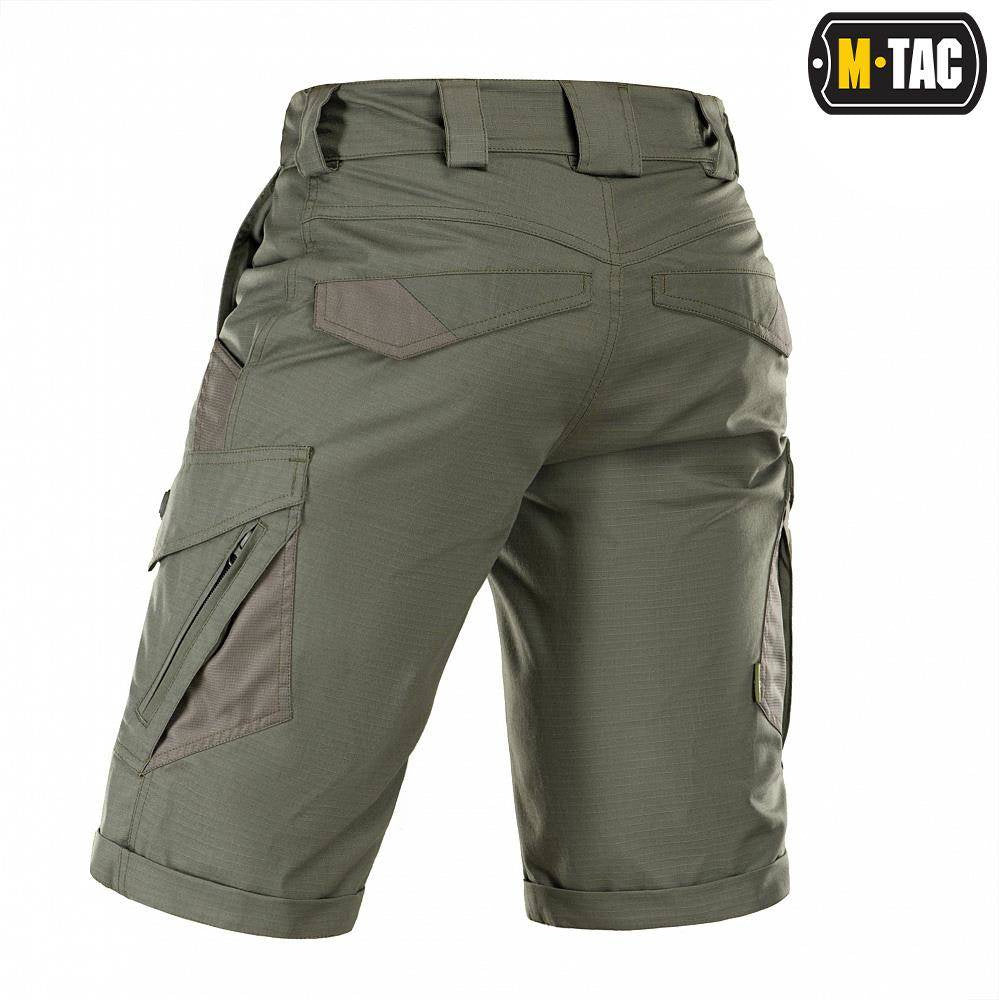 Universalūs, tvirti ir funkcionalūs šortai M-Tac Aggressor 2 Flex, Spalva Dark Olive