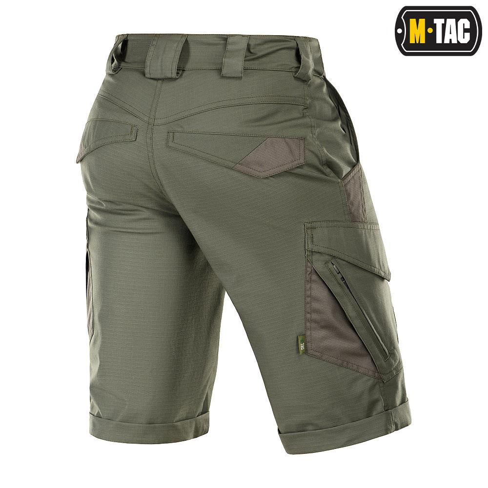Universalūs, tvirti ir funkcionalūs šortai M-Tac Aggressor 2 Flex, Spalva Dark Olive