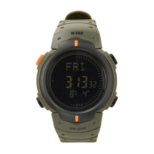 Multifunkcinis taktinis laikrodis M-Tac Tactical Watch 40145, su kompasu, žalios spalvos