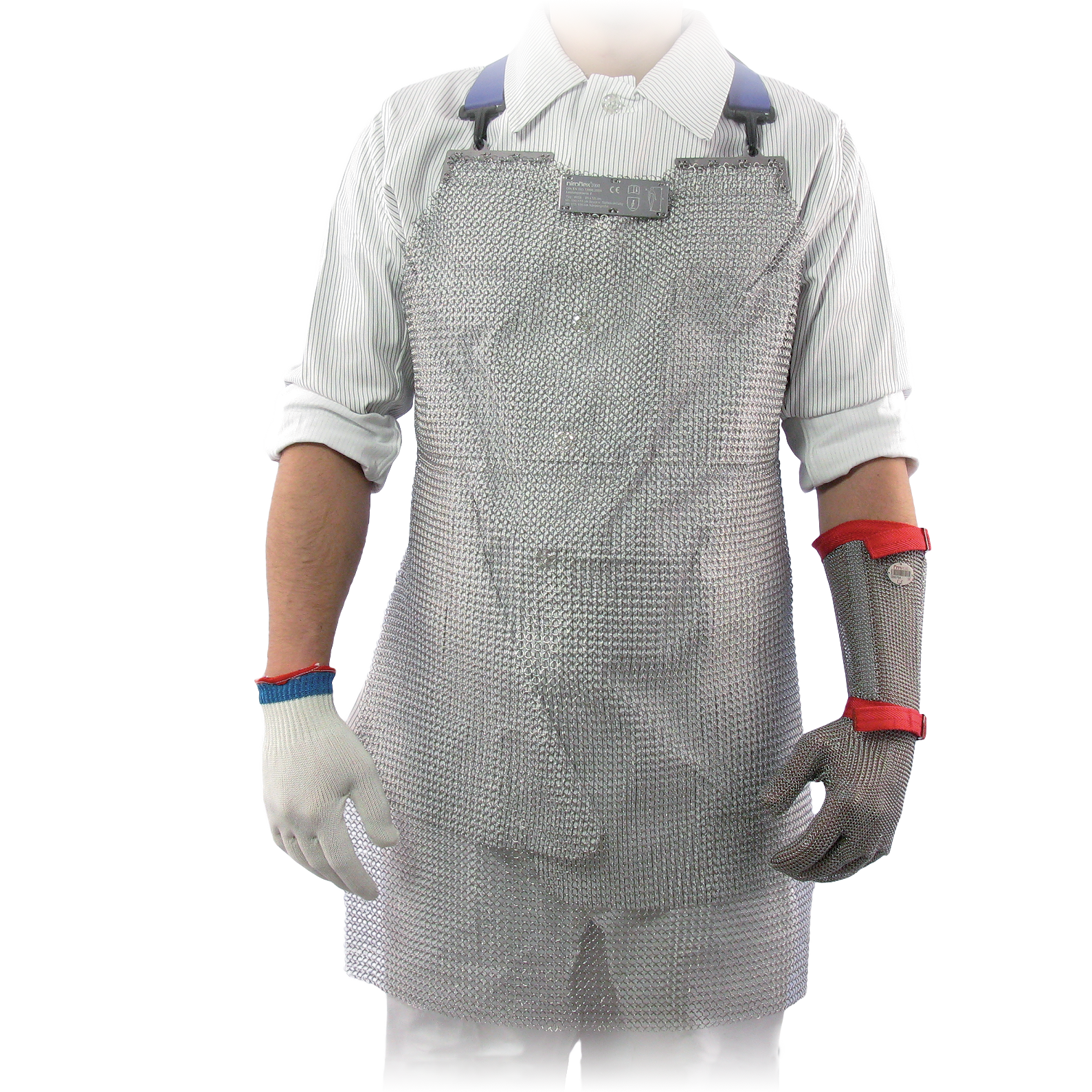 Apsauginė metalinė prijuostė, skirta apsaugai nuo pjovimo bei dūrimo pavojaus. Pagaminta iš mažų nerūdijančio plieno kilpų, todėl apsaugo darbo metu nuo pjovimo ir dūrimo veiksmų. Naudojama ir tinka mėsos apdirbimo ar kitose srityse. Plačiai naudojama mėsos apdirbimo įmonėse.