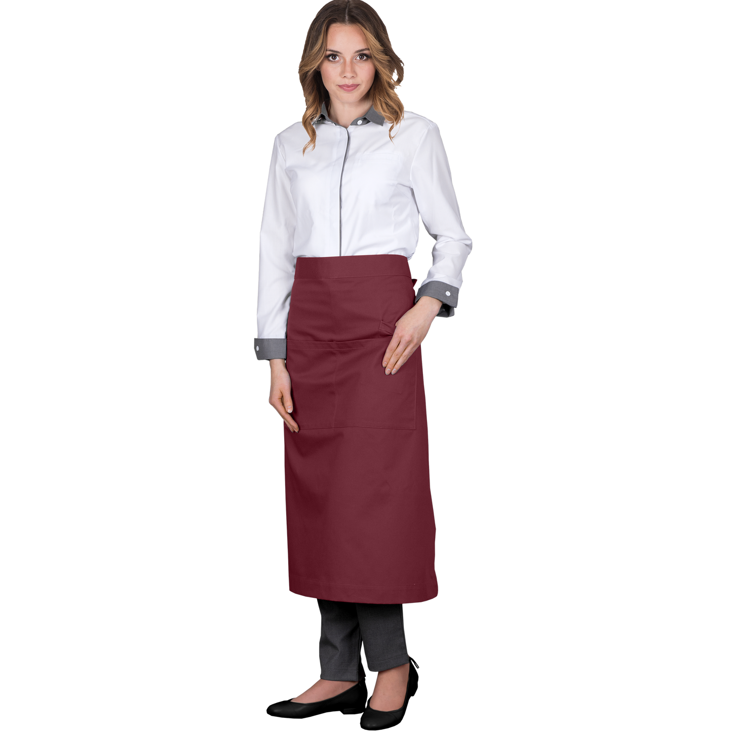 Klasikinė prijuostė GRETO RED 75x80, su kišenėmis