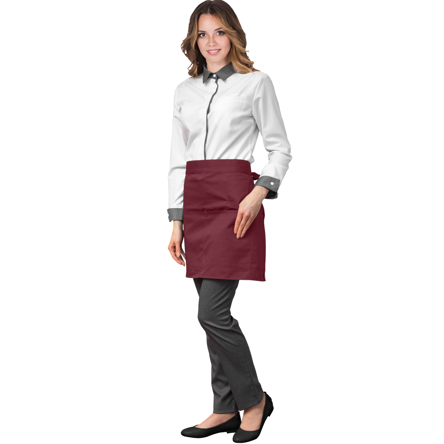 Klasikinė prijuostė GRETO RED 70x45, su kišenėmis