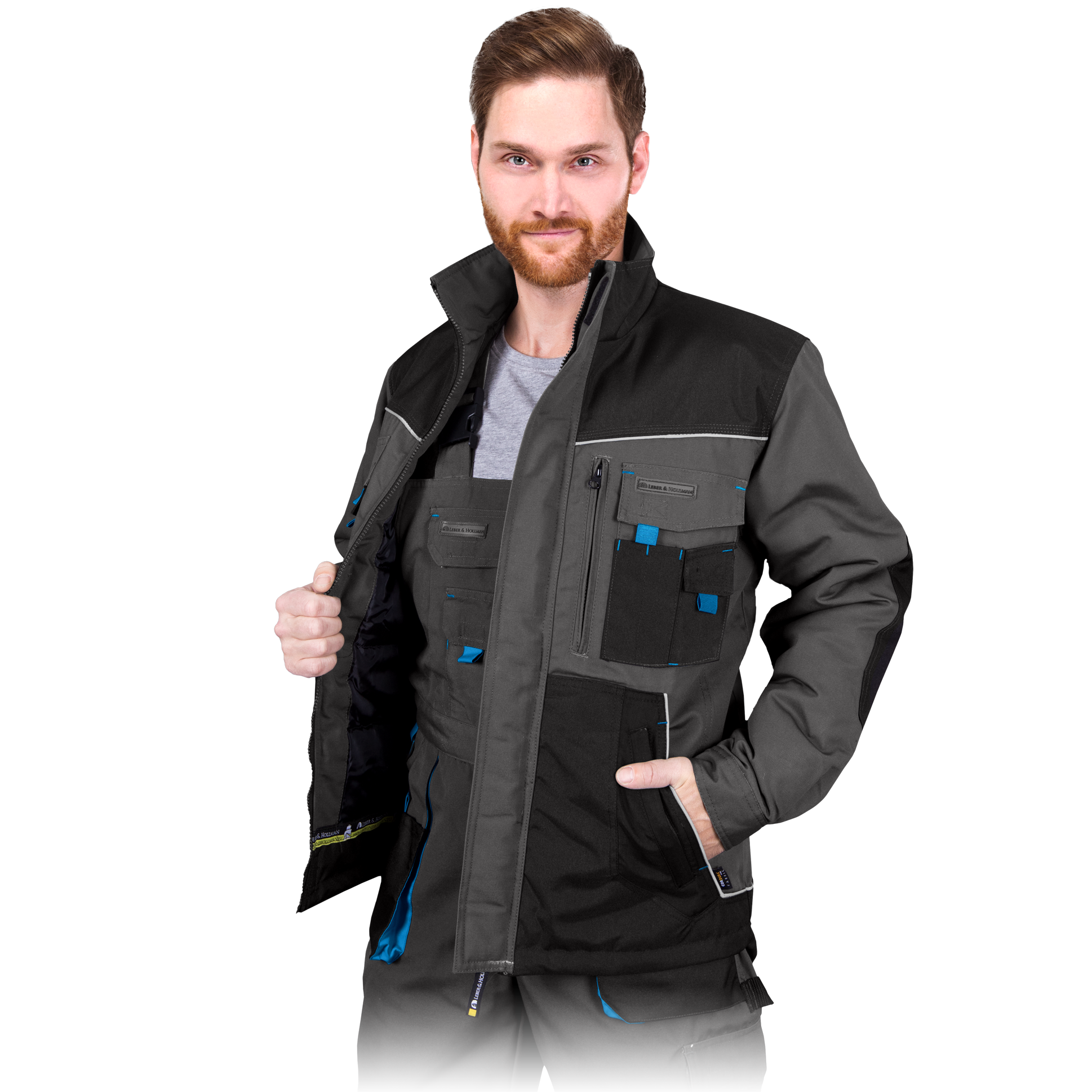 Vyriška darbinė žieminė striukė. Darbo rūbai žiemai, pašiltinti