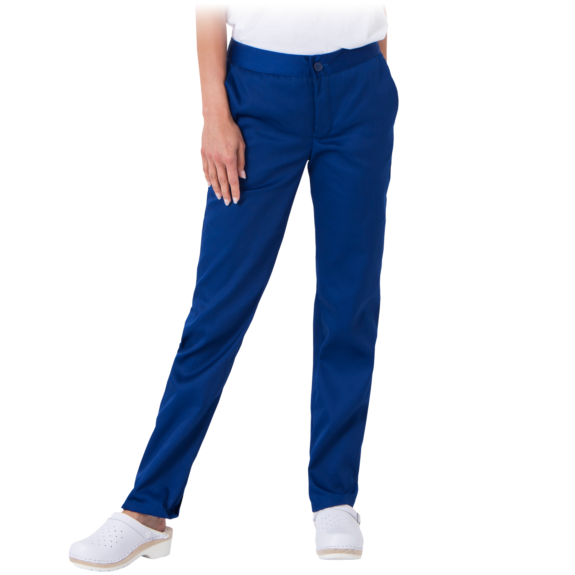 Moteriškos darbo kelnės skirtos vaistininkams, konditeriams, specialistams maisto pramonėje, sveikatos priežiūros srityse.