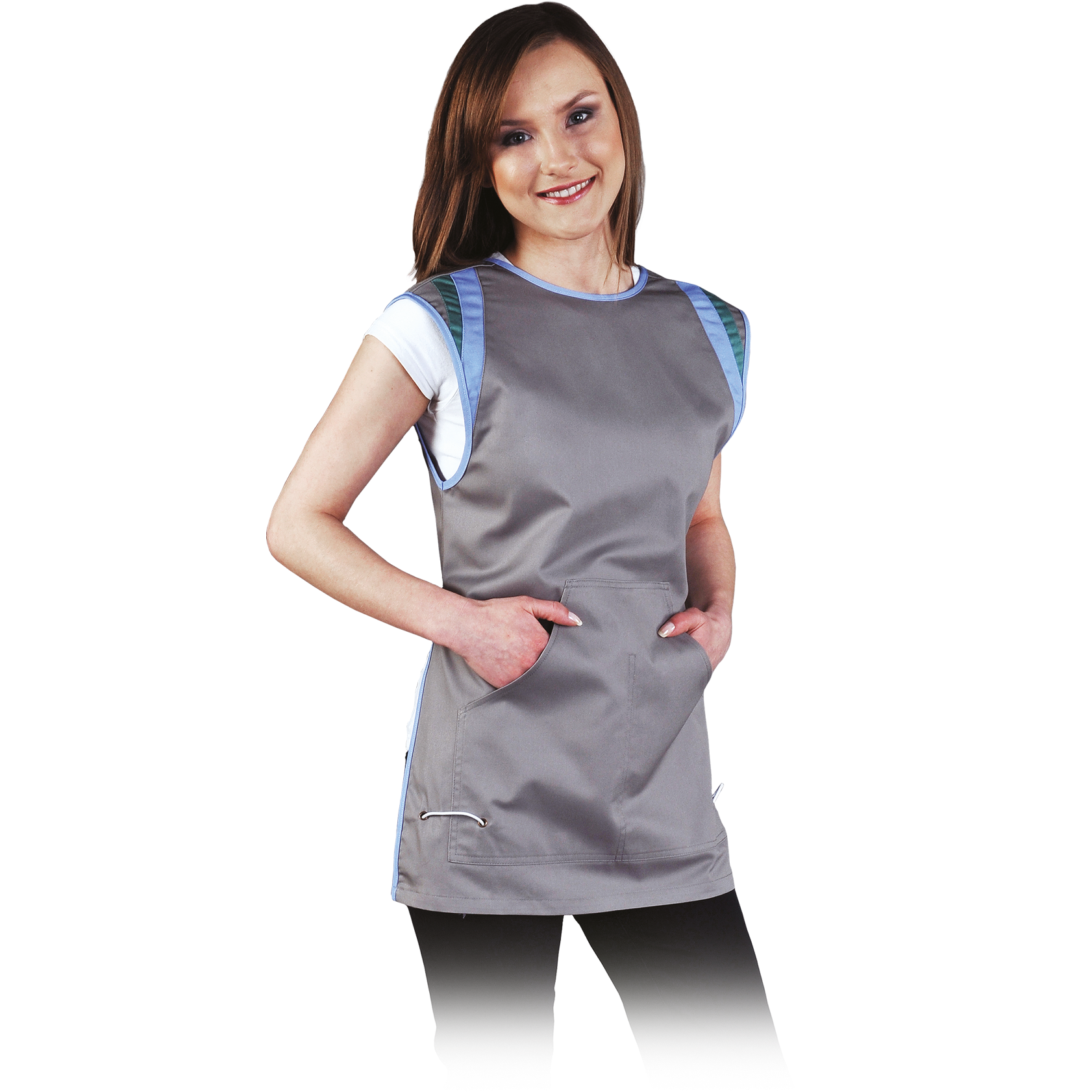 moteriška prijuostė darbui, sertifikuota darbo apranga moterims, valytojoms