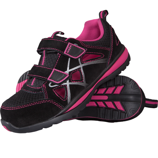 Moteriški apsauginiai batai, sandalų tipo - su atviromis vietomis gerai oro cirkuliacijai. Sumažintas batų svoris, yra pirštų apsauga, padas užtikrina gerą sukibimą su skirtingais paviršiais. Pasiūti iš tvirtos verstos odos, su tekstiliniais intarpais.  Puikus pasirinkimas darbui vidaus patalpose ar šilto sezono metu lauko sąlygomis.