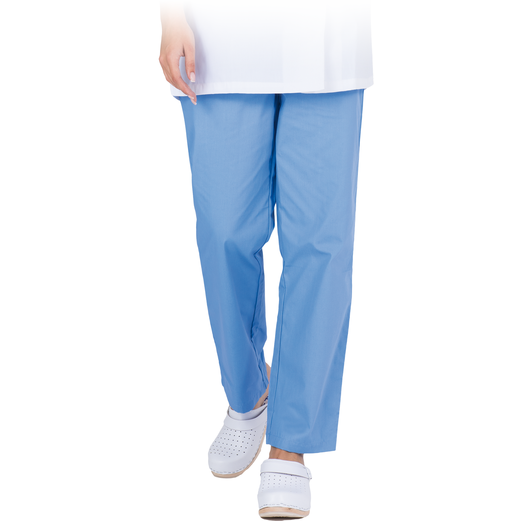 65% poliesteris, 35% medvilnė Svoris 165 gsm išorinė kišenė nugaroje elastinga juosmuo, kad būtų galima geriau reguliuoti dydį idealiai tinka kosmetikos, medicinos ir chemijos pramonei skalbimas iki 60°C temperatūroje