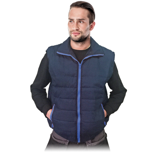 Pašiltinta vyriška darbinė liemenė. Demisezoninė liemenė su įmonės logotipu