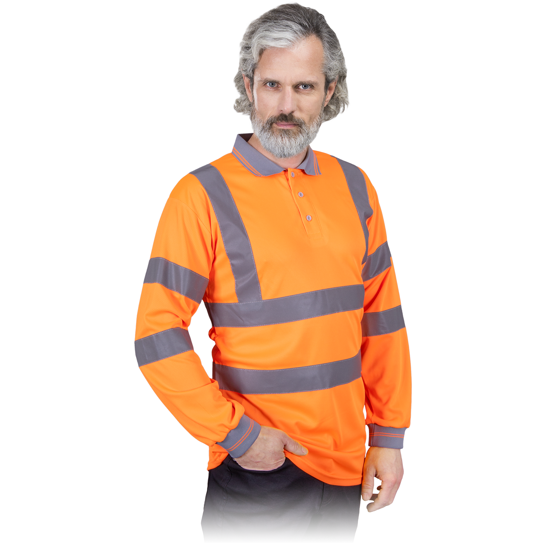Signaliniai polo marškinėliai ilgomis rankovėmis. atitinka EN ISO 20471 (3 klasė) ir EN13688 reikalavimus