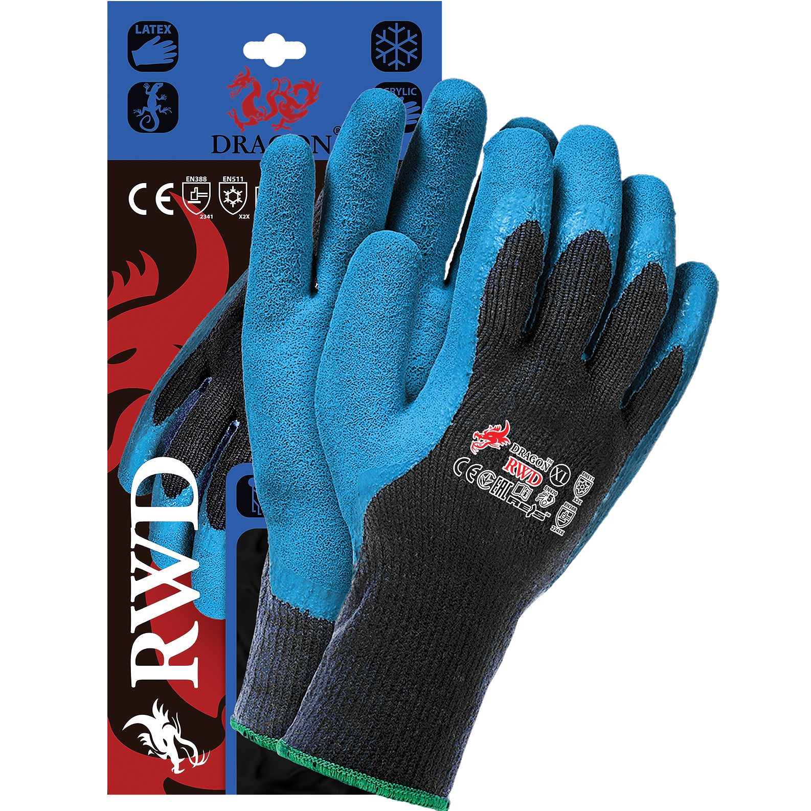 Puikiai tinka darbui esant žemai temperatūrai, taip pat naudojimui sadėliuose ir šaldytuvuose. Naudojamos statybos inžinerijoje, pramonėje, vykdant kelių tiesimo darbus. Audinys turi fluorescencinių medžiagų todėl šviečia tamsiu paros metu. Kiekviena pirštinių pora supakuota į atskirą maišelį.  Papildoma informacija:  Medžiaga: akrilo verpalai Padengimas: lateksu Atitinka EN420, EN511 ir EN388 standartus