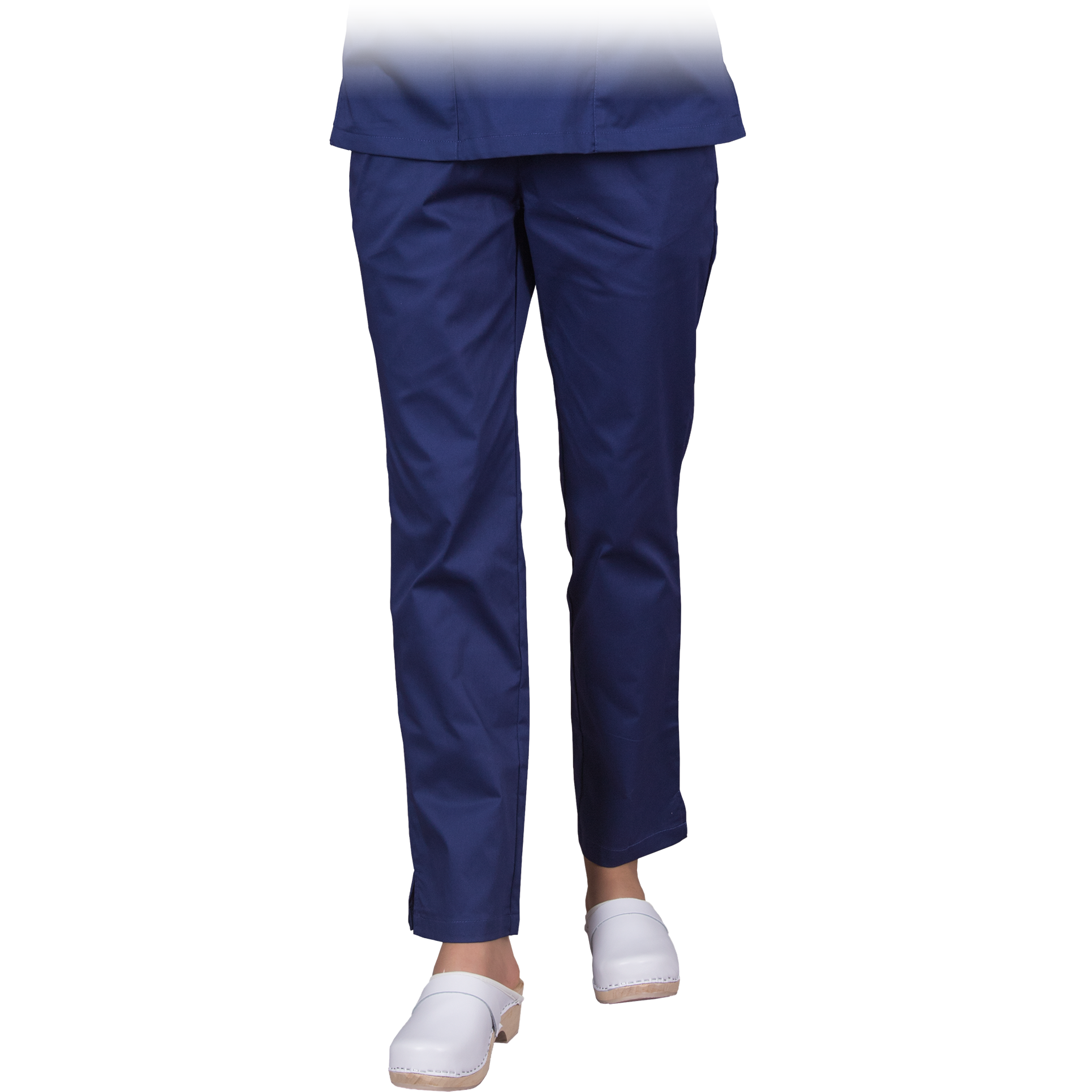 Tvirtos ir patogios moteriškos kelnės. Skirtos darbui paslaugų, maisto gamybos, sveikatos priežiūros bei kitose pramonės srityse. 52% medvilnė, 45% poliesteris, 3% elastanas svoris: 150 gsm keturios išorinės kišenės: dvi šoninės kišenės priekyje ir dvi gale raišteliai ir elastinga juosmens juosta, kad būtų galima geriau reguliuoti dydį idealiai tinka kosmetikos, medicinos ir chemijos pramonei skalbti iki 40°C temperatūroje