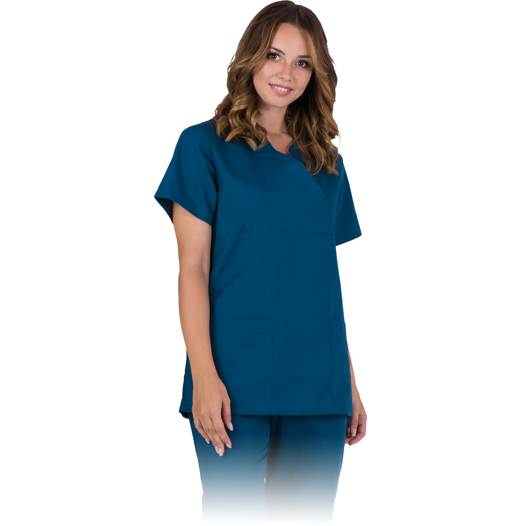 Moteriškas švarkelis trumpomis rankovėmis. Skirtas darbui paslaugų, medicinos, sveikatos priežiūros, maisto gamybos bei kitose pramonės srityse. Medžiaga: 65% poliesteris, 35% medvilnė Svoris 145 gsm turi dvi šonines kišenes be sagų - nešioti per galvą V formos iškirptė idealna dla branży kosmetycznej, medycznej, jak i chemicznej skalbimas iki 60°C temperatūroje