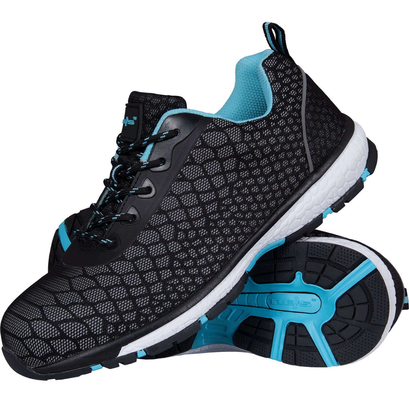 šviesą atspindinčios detalės ant darbo batų