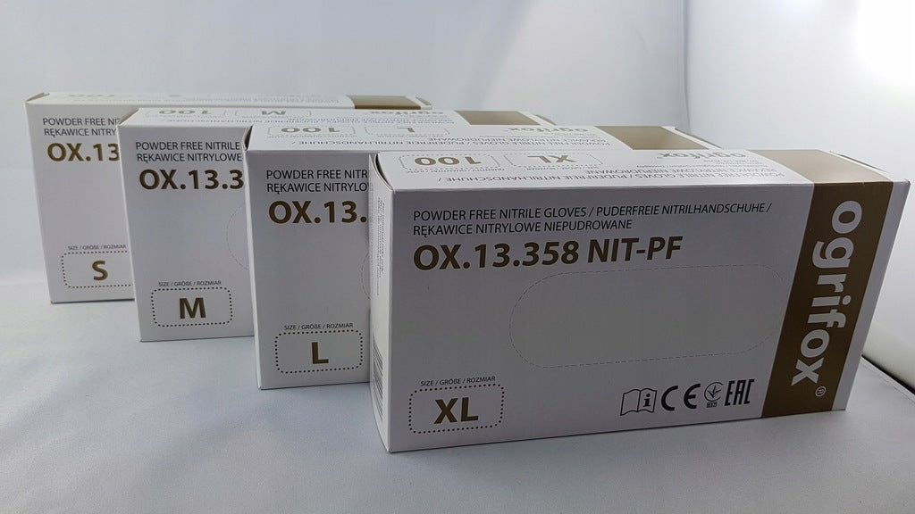 Guminės pirštinės OGRIFOX NIT be pudros (100 vnt.)