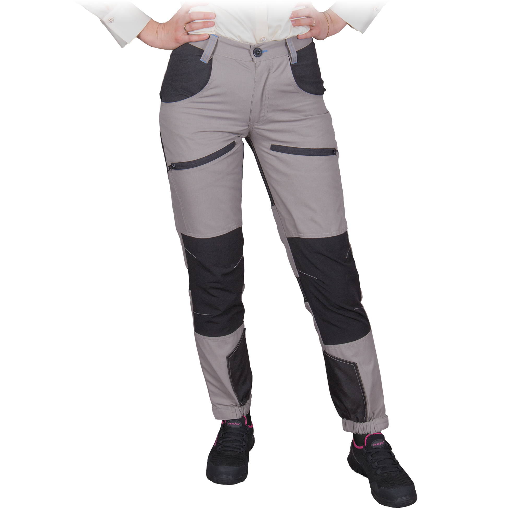 elastingos moteriškos darbinės kelnės, itin patogios ir nevažo judesių. Įsigyti galima darbo rūbų parduotuvėje DUDU.LT