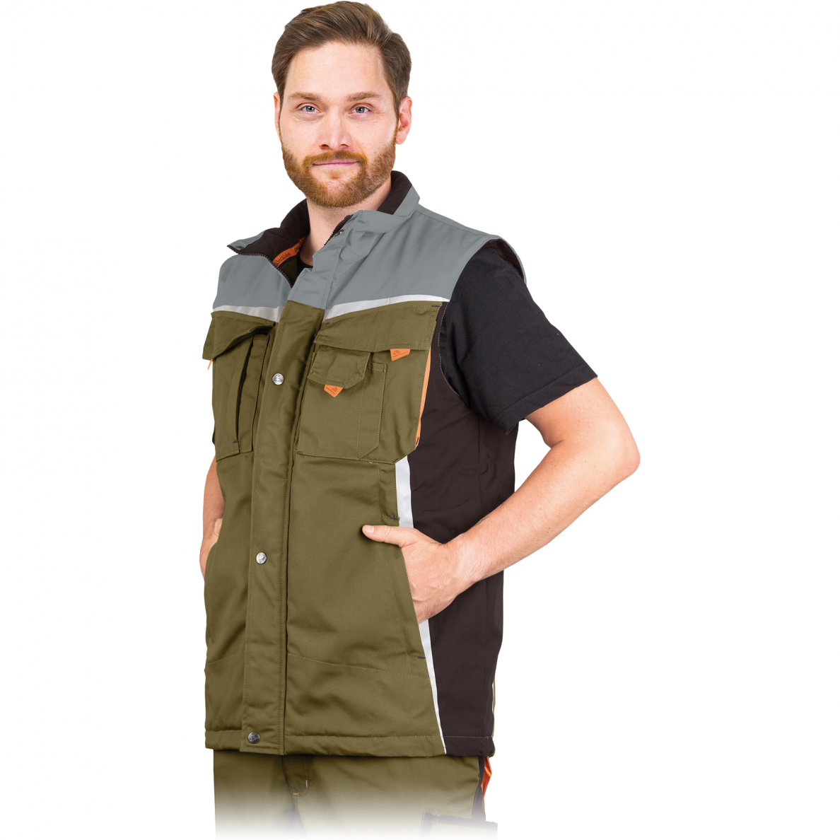 Aukštos kokybės skandinaviško tipo darbo liemenė vyrams.