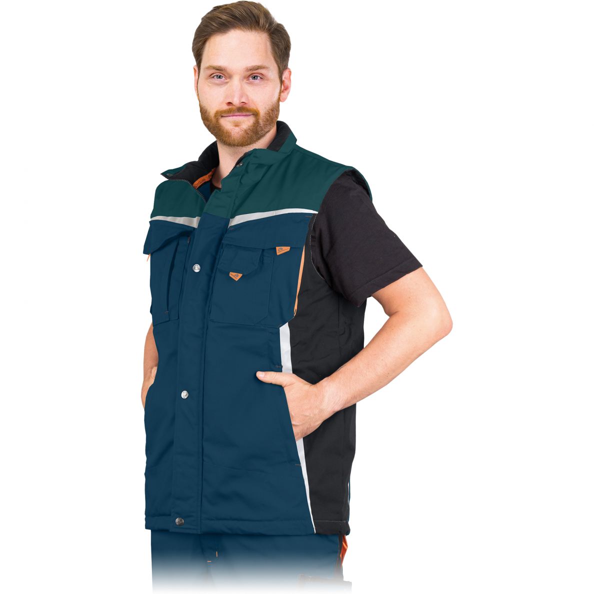 Pašiltinta vyriška darbo liemenė su daug kišenių