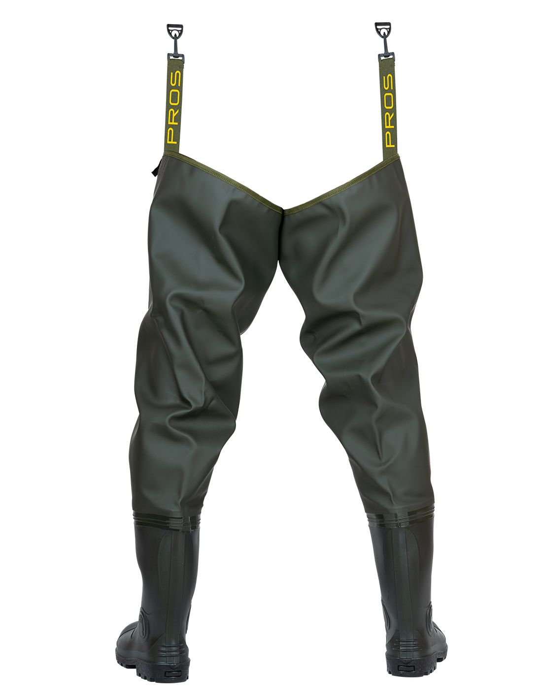 Vandeniui atsparūs batai iki šlaunų. Modelis pagamintas iš vandeniui atsparios, patvarios medžiagos, kuri efektyviai apsaugo kojas nuo vandens. Suvirinimo iš abiejų pusių technika padidina siūlių stiprumą. Įrengtas patogiais, guminiais atraminiais tvirtinimais.