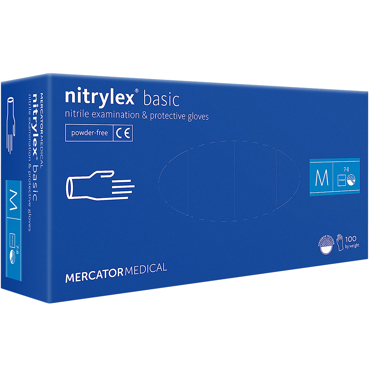 Nitrilinės pirštinės MERCATOR NITRYLEX BASIC (100 vienetų), be pudros