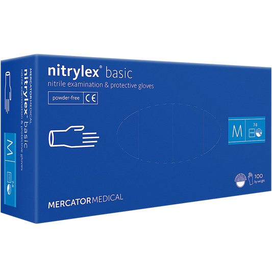 Nitrilinės pirštinės MERCATOR NITRYLEX BASIC (100 vienetų), be pudros