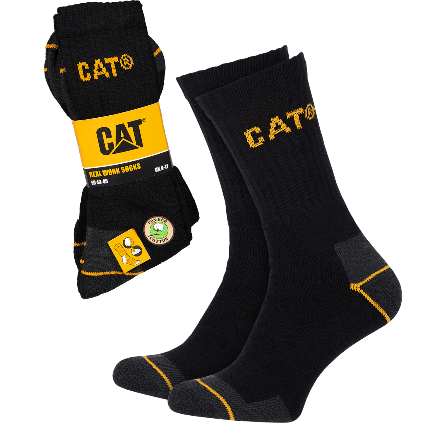 Tvirtos padidinto atsparumo kojinės CAT SOCKS BLACK (3 poros)
