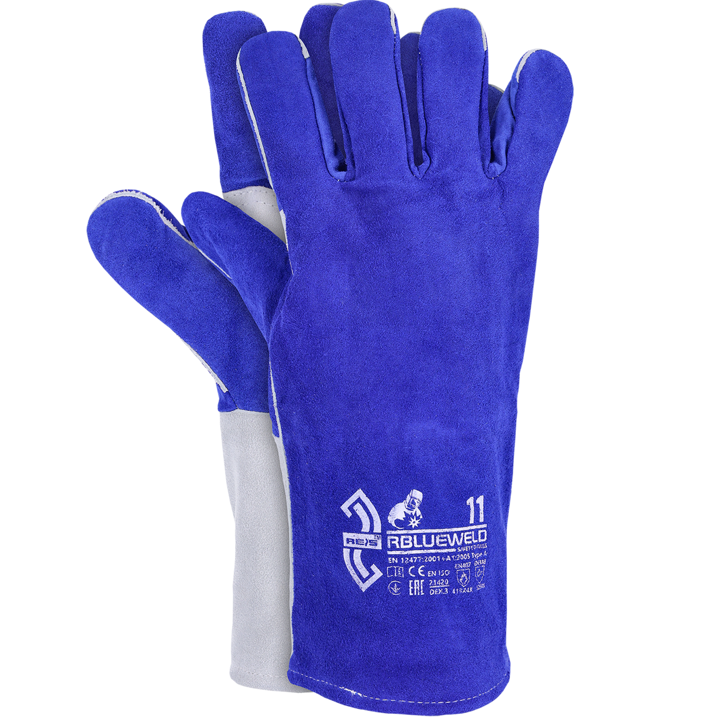 Suvirinimo pirštinės iš verstos galvijų odos INDIANEX WELD BLUE  – Type A (35 cm)