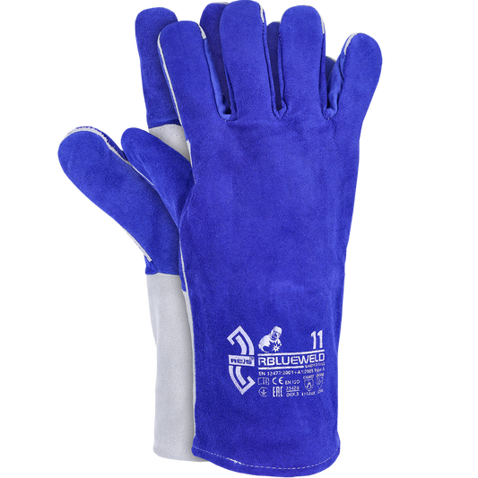 Suvirinimo pirštinės iš verstos galvijų odos INDIANEX WELD BLUE  – Type A (35 cm)