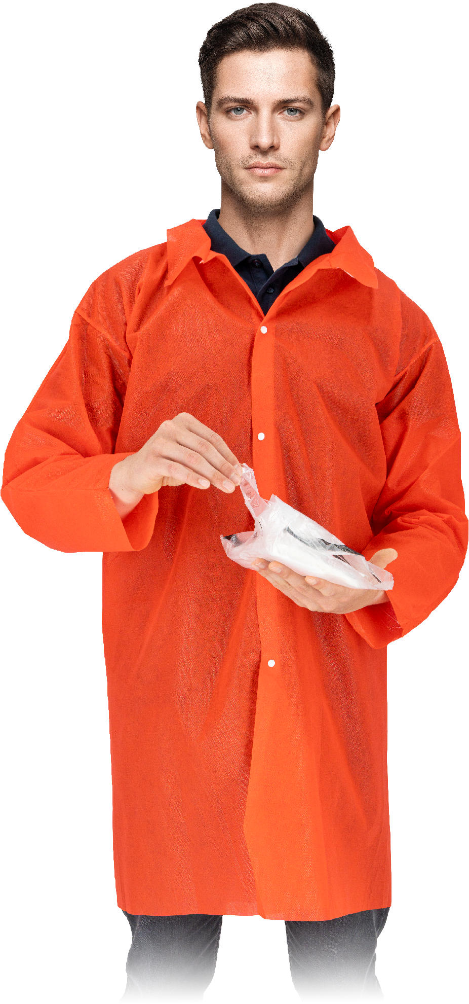 Vienkartinis apsiaustas iš 100% polipropileno LAB CLASSIC, ilgomis rankovėmis (10 vnt.)