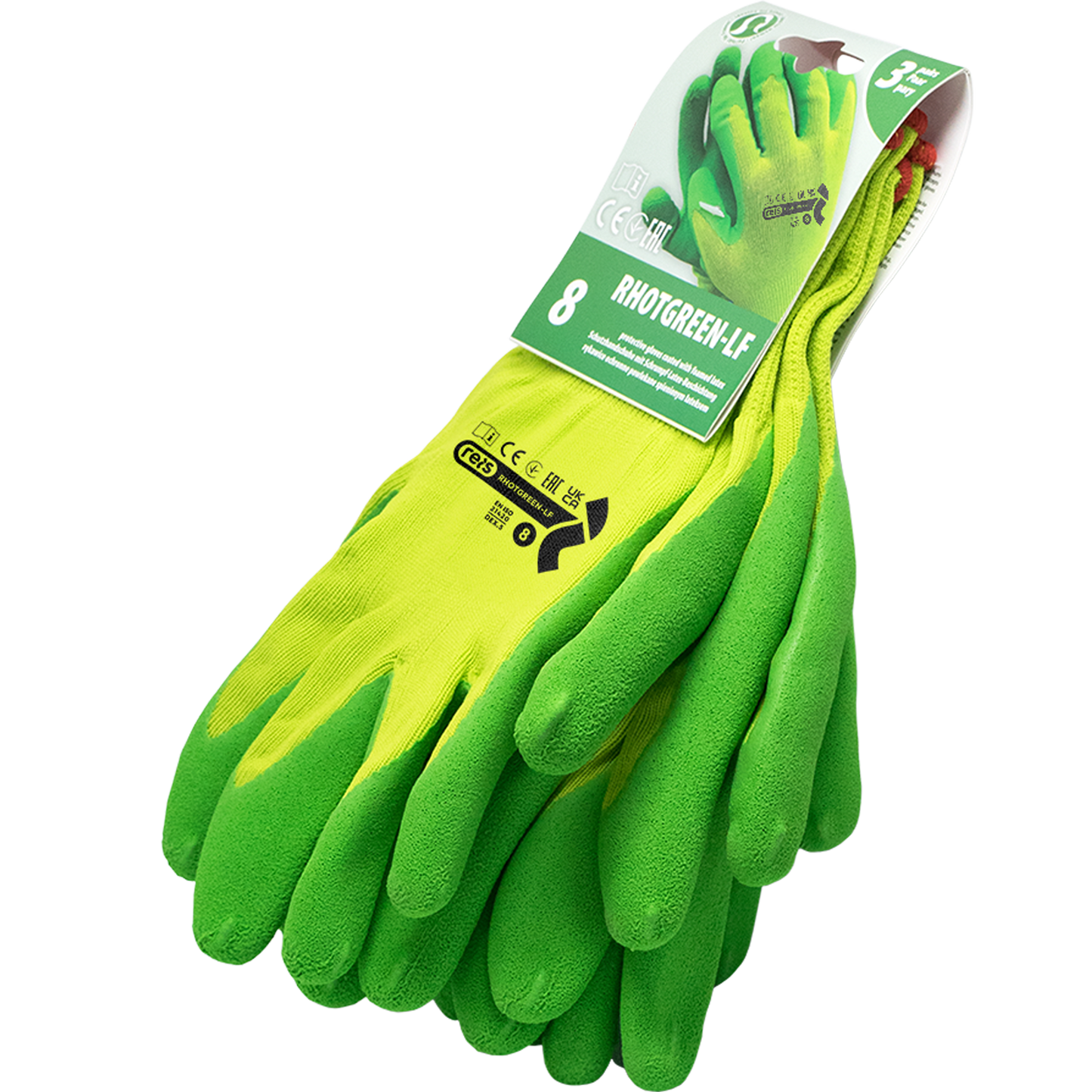 Lateksu aplietos darbo pirštinės HOTGREEN (3 poros)