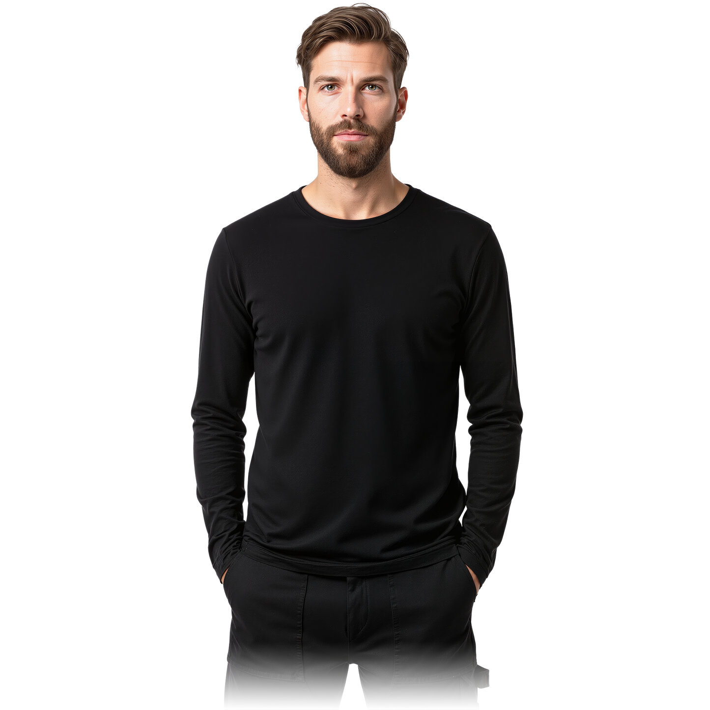 Vyriški marškinėliai LONGSLEEVE, ilgomis rankovėmis, 100% medvilnės, juodi