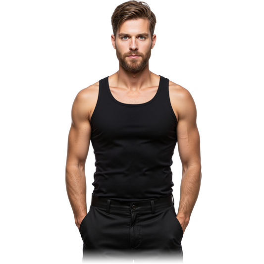 Vyriški marškinėliai TANKTOP, 100% medvilnės, juodi