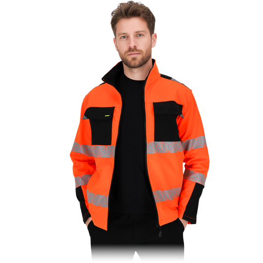 Patogus kokybiškas darbo švarkas PRIZMA, iš tampraus 4-way stretch audinio, oranžinės spalvos