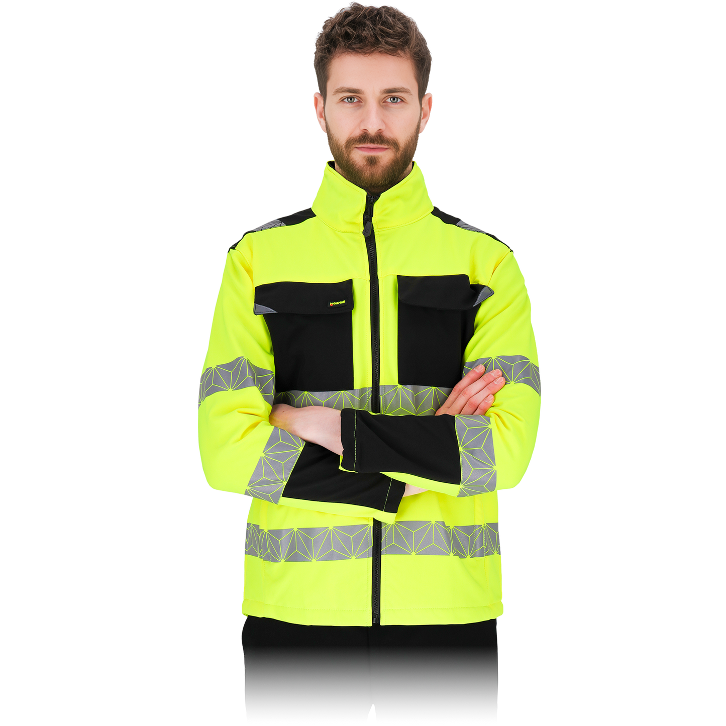 Patogus kokybiškas darbo švarkas PRIZMA, iš tampraus 4-way stretch audinio, geltonos spalvos