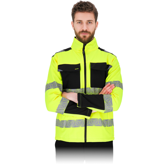 Patogus kokybiškas darbo švarkas PRIZMA, iš tampraus 4-way stretch audinio, geltonos spalvos