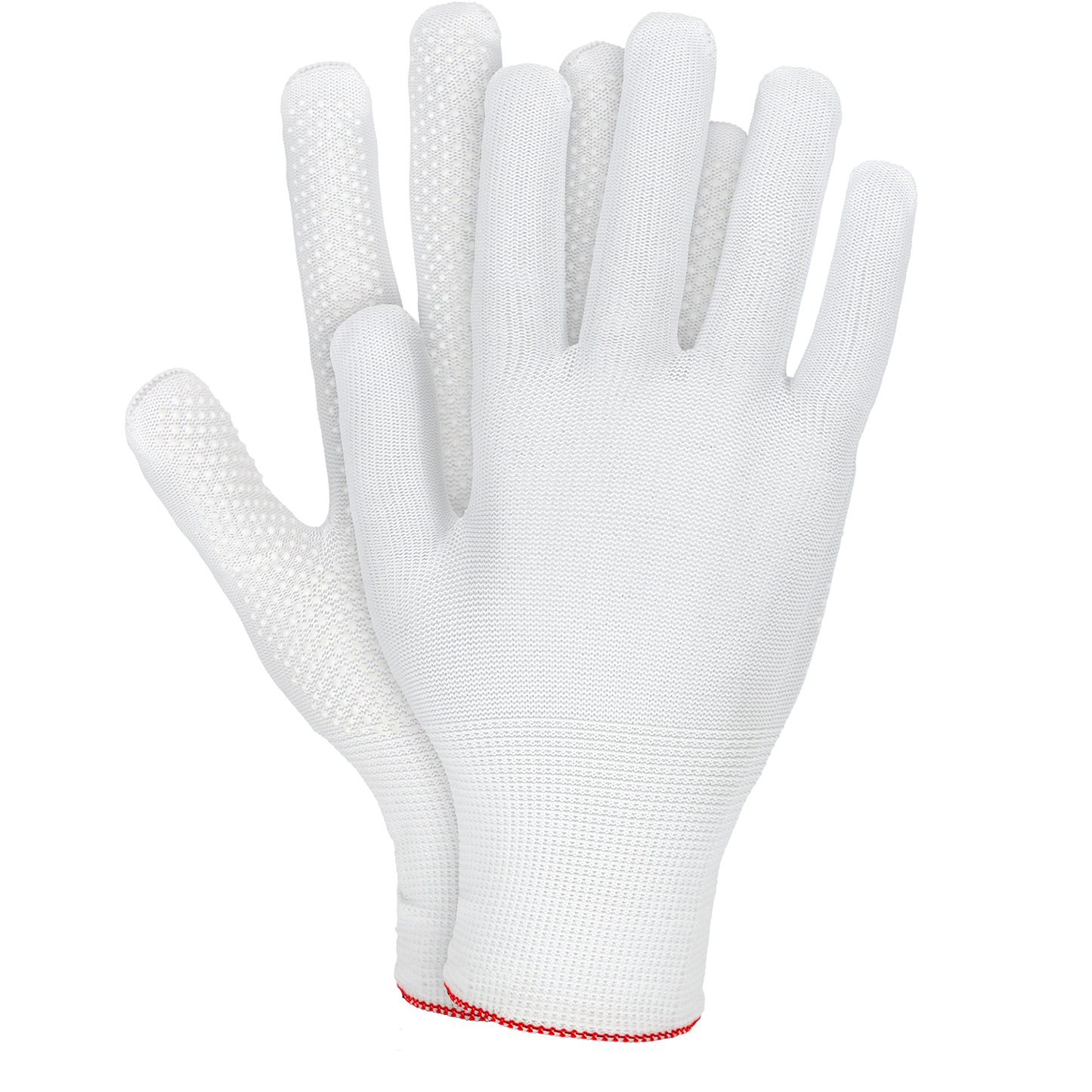 Medžiaginės darbo pirštinės su PVC taškeliai DOT WHITE, baltos spalvos (12 porų) (Copy)