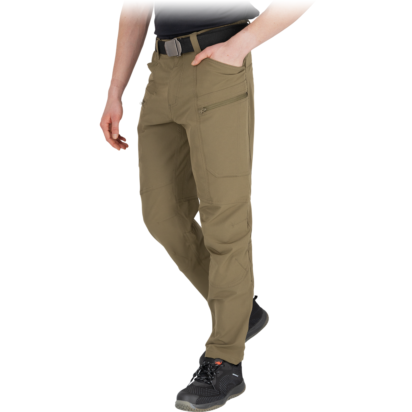 Ypatingai elastingos universalios kelnės RAMBLER, šviesiai rudos spalvos