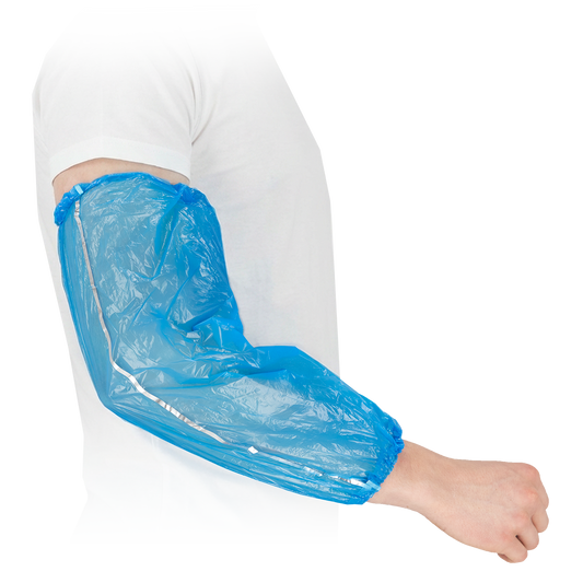 Aptinkamos vienkartinės rankovės maisto pramonei DETECT (su metaline juostele)