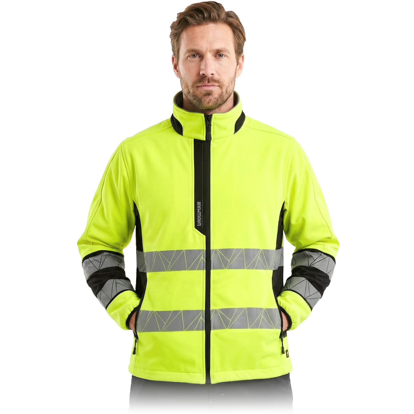 Modernus darbo švarkas KRAST HI-VIS SOFTSHELL, geltonos spalvos