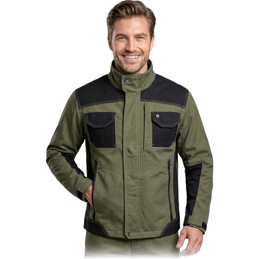 Darbo švarkas FACTOR, su tampraus 4-Way Stretch audinio intarpais, khaki spalva