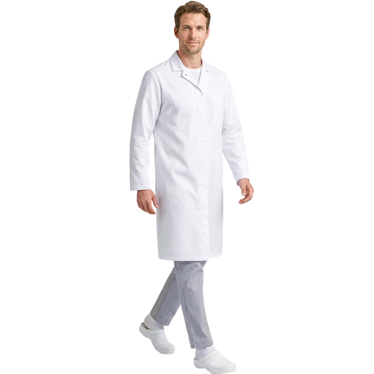 Vyriškas apsiaustas FOOD CME, atitinka HACCP standartą, pritaikytas darbui maisto pramonėje