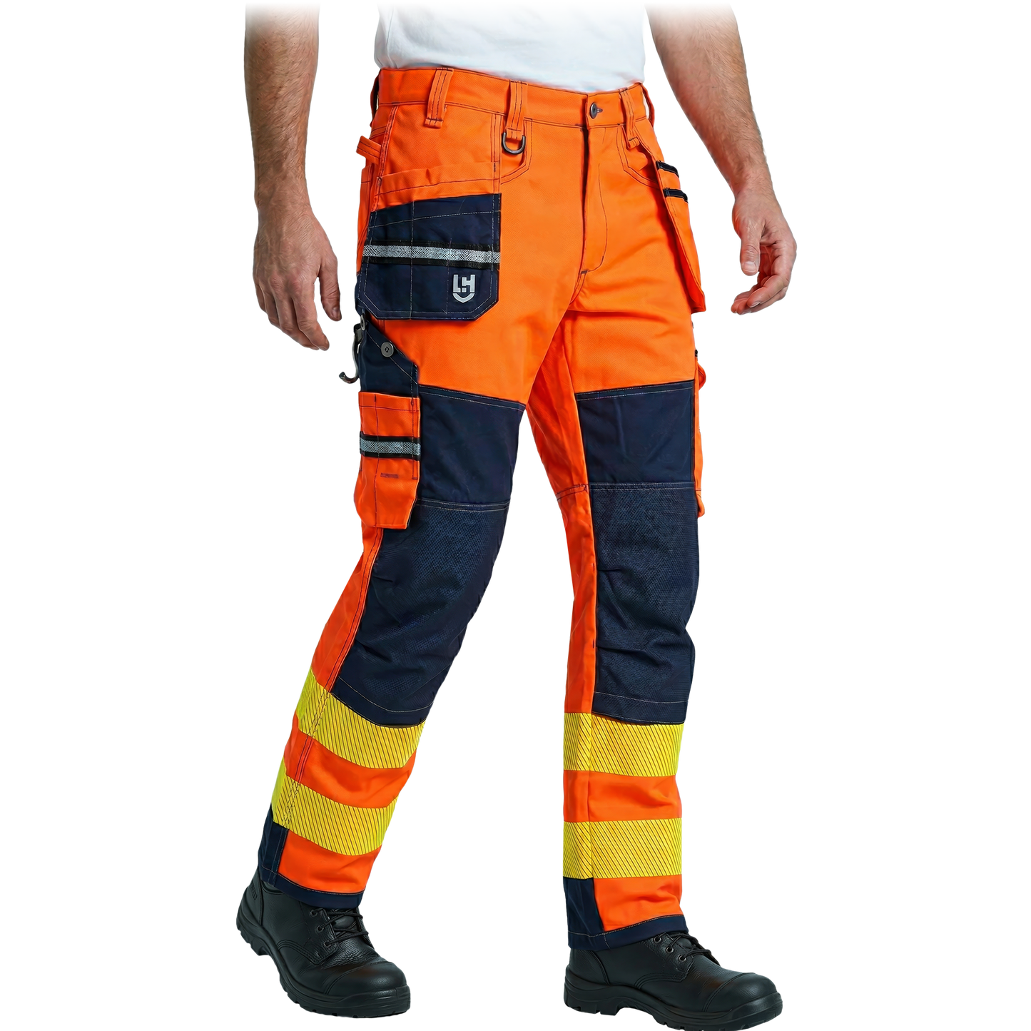 Itin praktiškos darbo kelnės GONNER, su kabančiomis kišenėmis, oranžinės spalvos